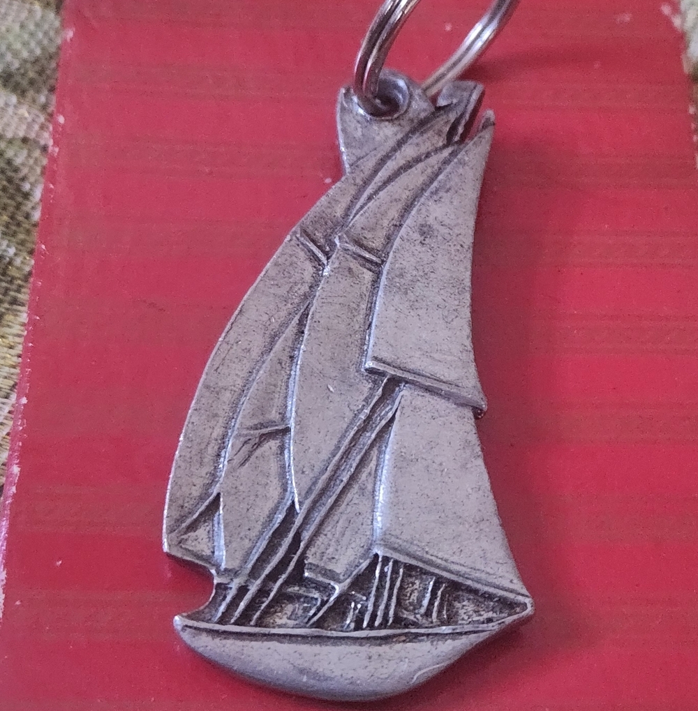 2/$30 Seagull  Pewter Sailboat Keychain